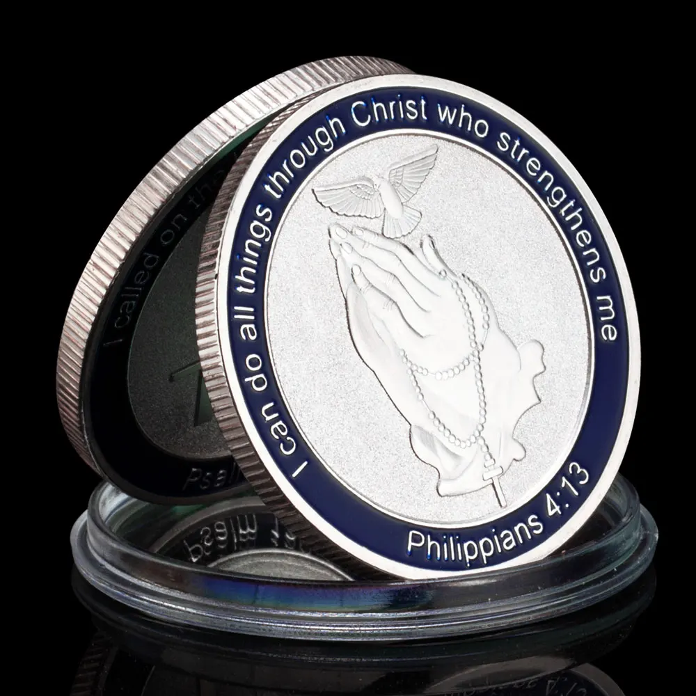 Christian Silver Coins Coin Praying Coin Coin Philippians Coin Cross Religion Coin Non