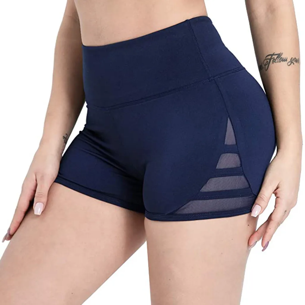 Women Shorts Non-perspective Fitness Leggings Female Mesh Shorts Shorts High Waist Sports Short Workout Running Штаны Для Йоги
