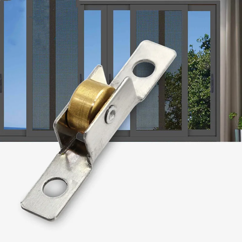 Description Picture 2 of item10Pc Stainless Steel Window Pulley Kitchen Cabinet Sliding Door Roller Runners Mute Copper Caster Wheel Furniture Track Hardware