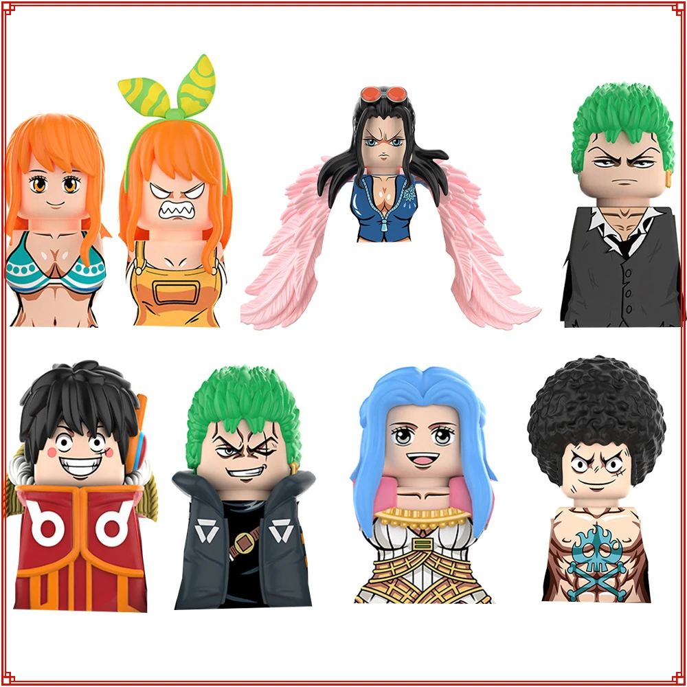 Anime One Piece Series Building Blocks Doll Roronoa Zoro Luffy Nimi Mini Action Figure Doll Ornament Model Decoration Kids Gifts