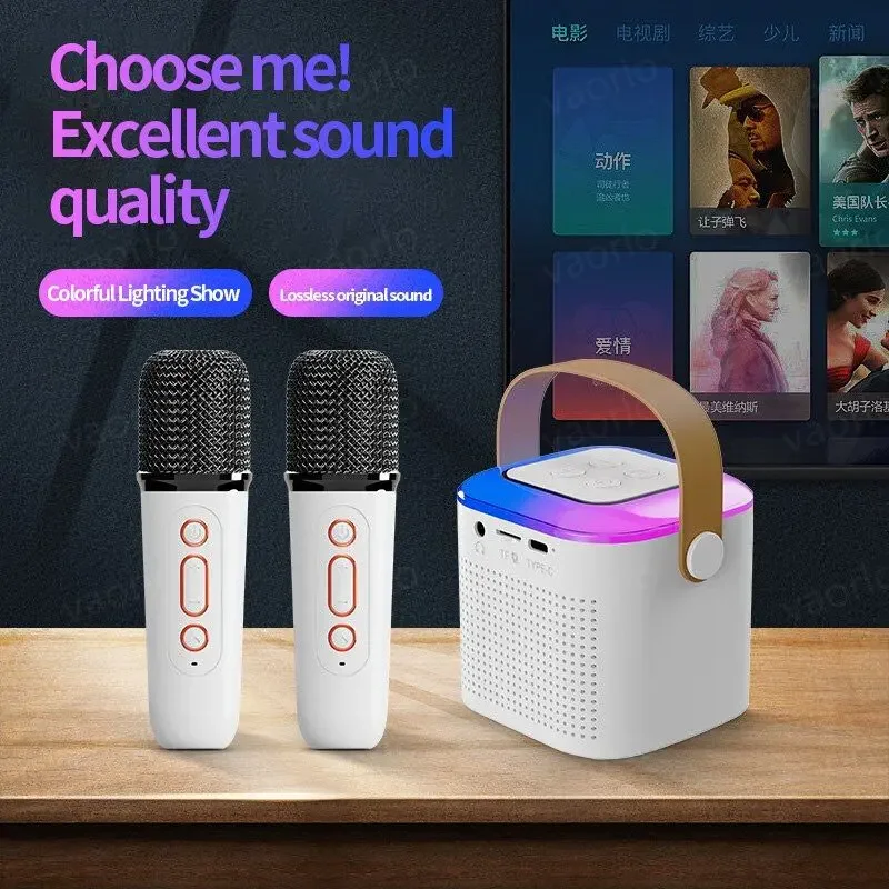 Y1 Home Karaoke Mini Bluetooth Speaker Wireless Portable with Microphone for Home Outdoor