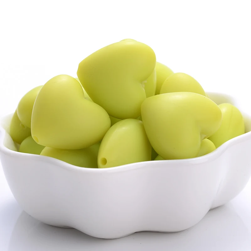 10-Pack Eco-Friendly Peach Heart Silicone Beads for DIY Teething Accessories