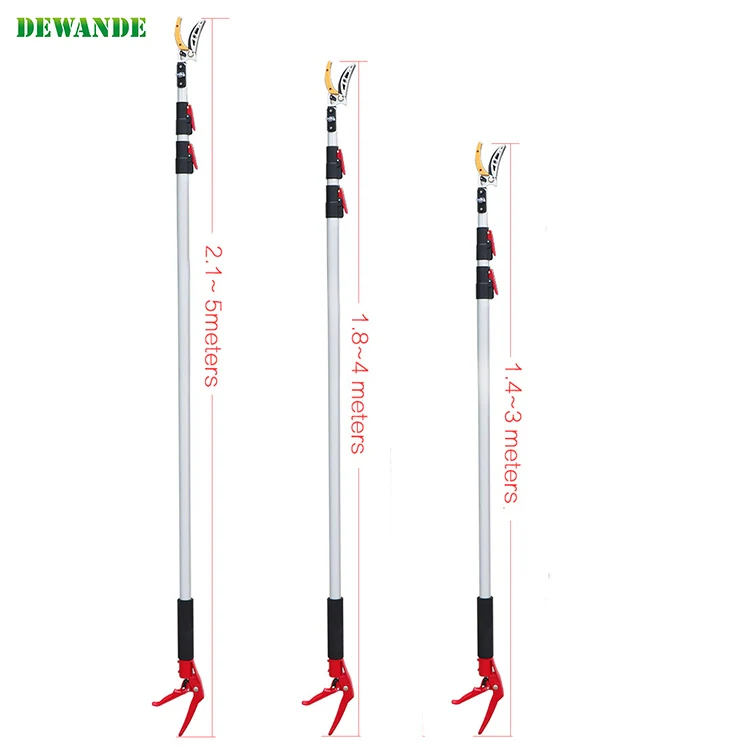 Extendable Pole Telescopic Long Reach Fruit Picker Aluminum Handle Shears Industrial Grade Pruner Garden Scissors