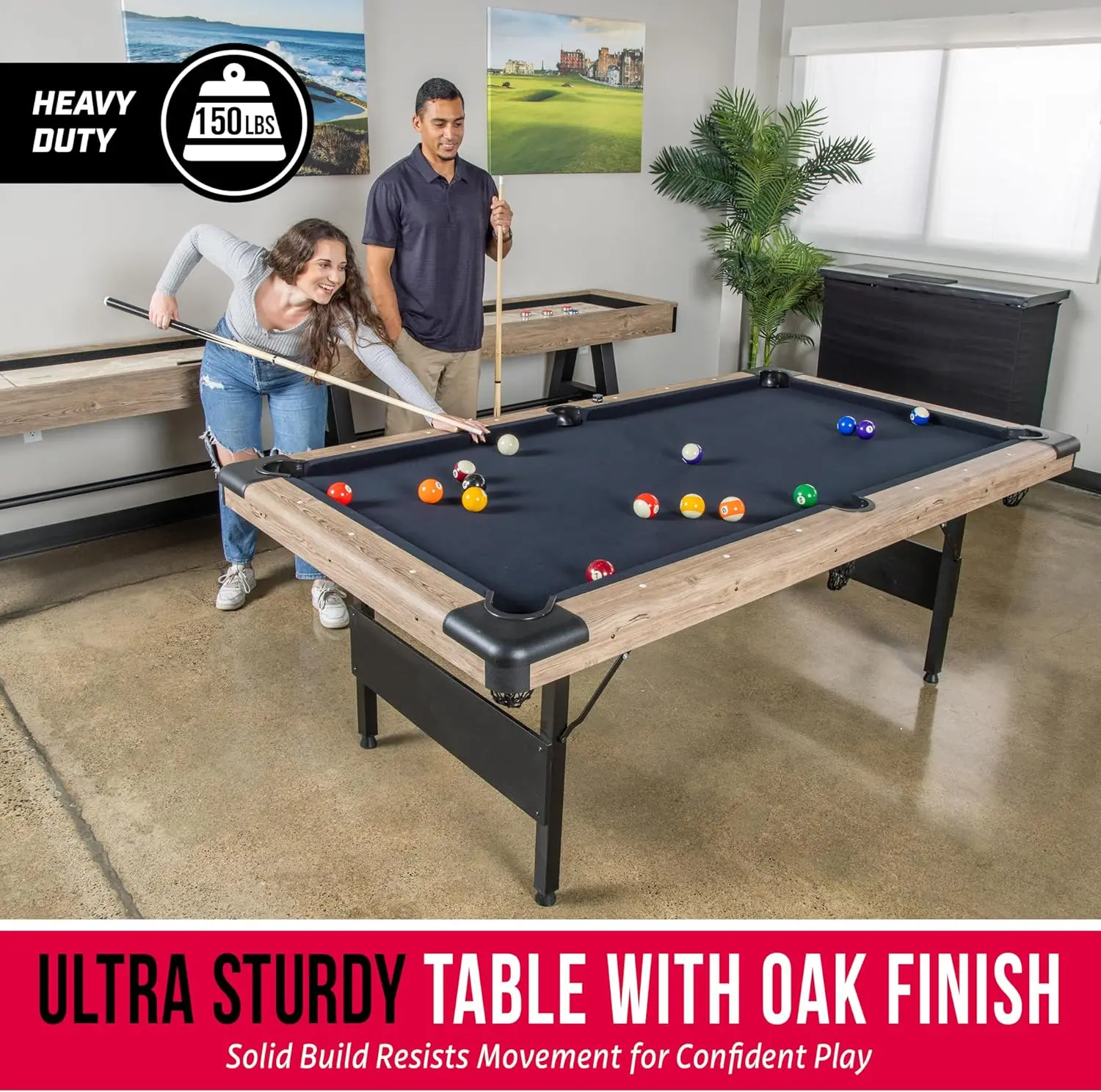 7 or 8 ft Portable Pool Table-No Assembly Required Folding Billiard Table