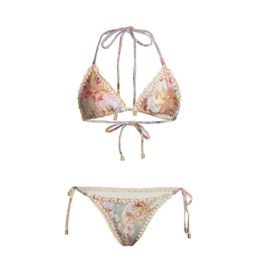 2024 New Swimsuit Flower Printed Swimwear Holiday Beachwear Designer Bathing Suit Summer Surf Wear Luxury Bikini Women Beachwear