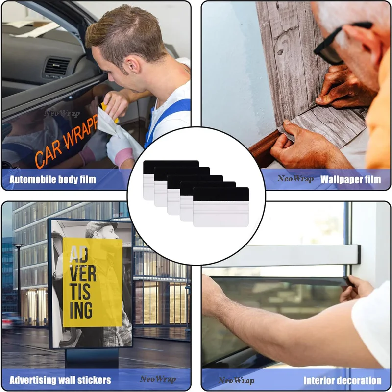 5/10/20pcs Car Vinyl Foil Squeegee 4 inch Felt Edge Vinyl Scraper Wrap Squeegee for Graphic Decal Film Wallpaper Applicator Tool