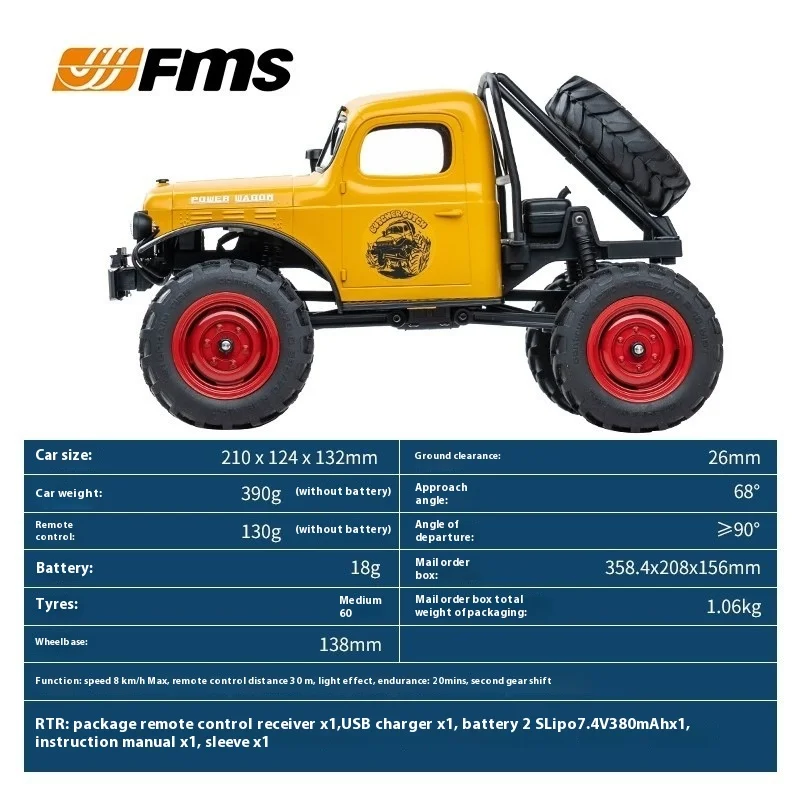 Fms 1:24 Power Wagon Fcx24 Rc Crawler Model Buggy Car 4wd Vehicle Truck For Sandland Desert Dirt Road For Men Boys Toys Gift 6