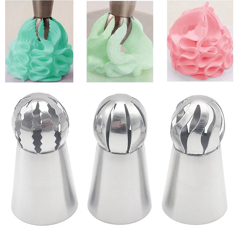 3PCS Stainless Steel Russian Icing Piping Nozzles – Cake Decorating Kit 3