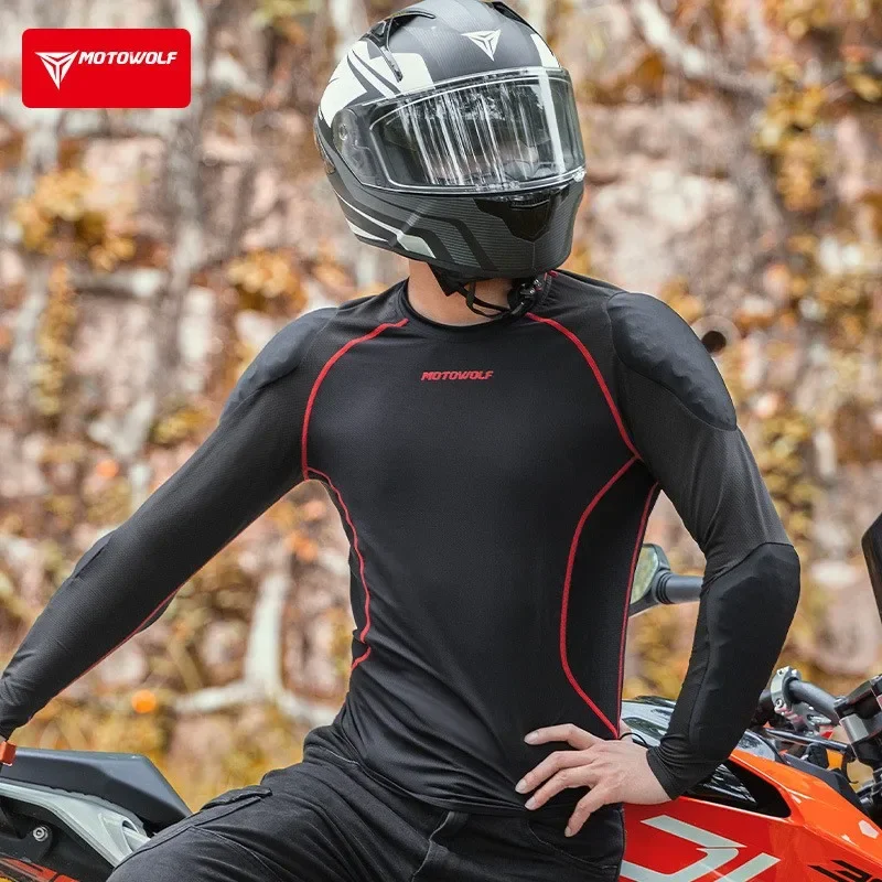 Motowolf 남성용 오토바이 아머 탑, 오토바이 재킷, 의류 압축 셔츠, 모토크로스 탄성 바디 보호대, 여름