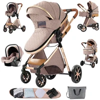 Système de voyage pour poussette 3 en 1, landau chaud avec panier de couchage, poussette légère pour bébé, poussette pliante compacte 1