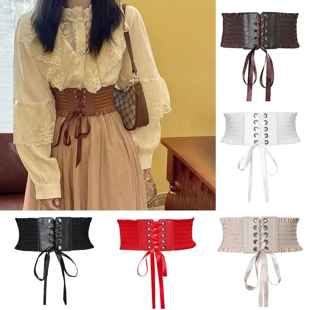 Breiter Korsett-Taillengürtel, dehnbarer dekorativer Bund, DIY PU-Leder, Seide, elastische Kummerbunds für Frauen, Dame, Mädchen, Braut