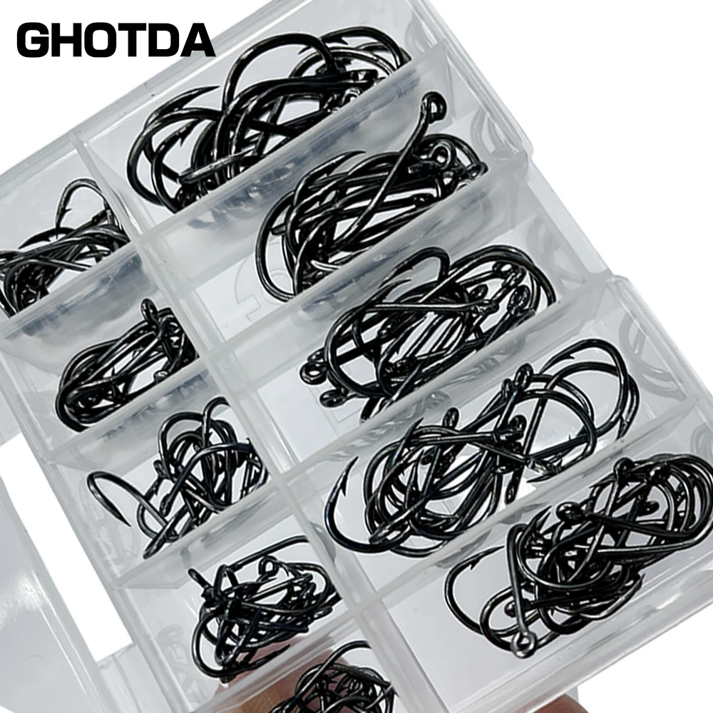 Ghotda 100pcs Carbon Steel Lure Hard Bait  Jig Hook Barbed Hook for Ocean Boat Fishing Gear Tackle