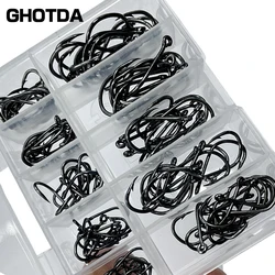 Ghotda 100pcs Carbon Steel Lure Hard Bait Jig Hook Barbed Hook for Ocean Boat Fishing Gear Tackle