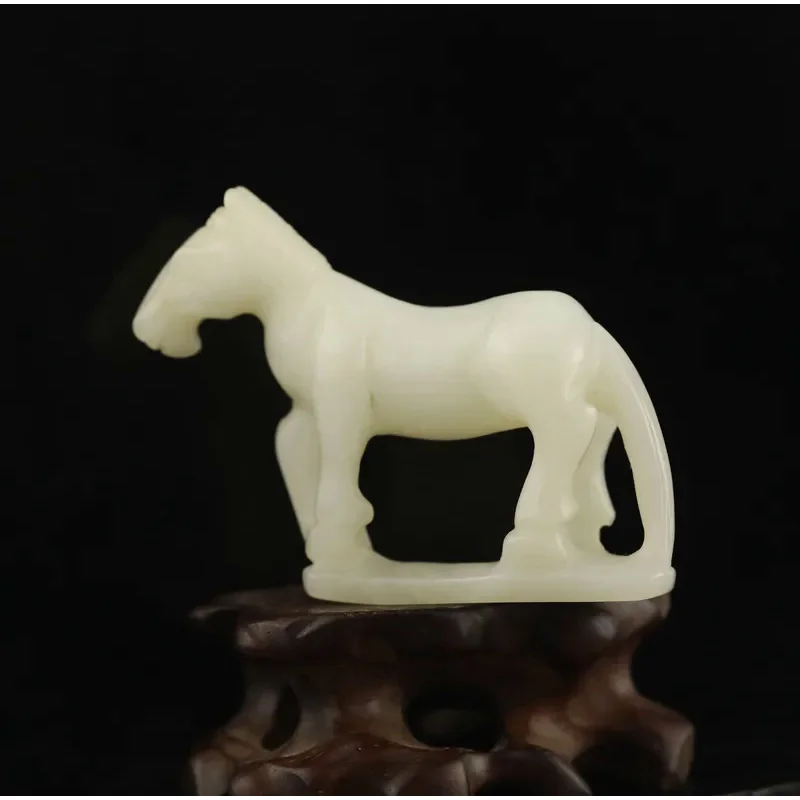 

Old China Natural hetian white Jade Hand Carved statue horse pendant x