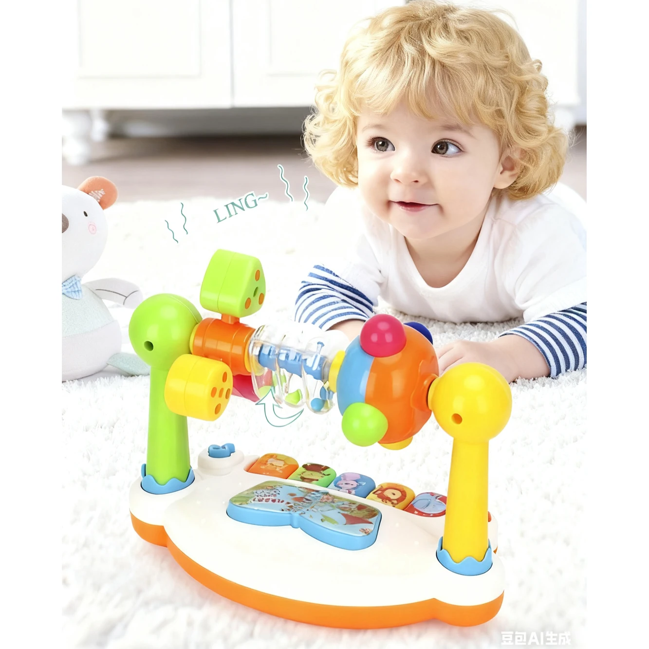 Baby Rotating Piano Toys Kids Music Piano Keyboard Light Sound Musical Noise Maker Toys For Toddlers Early Educational Music Toy