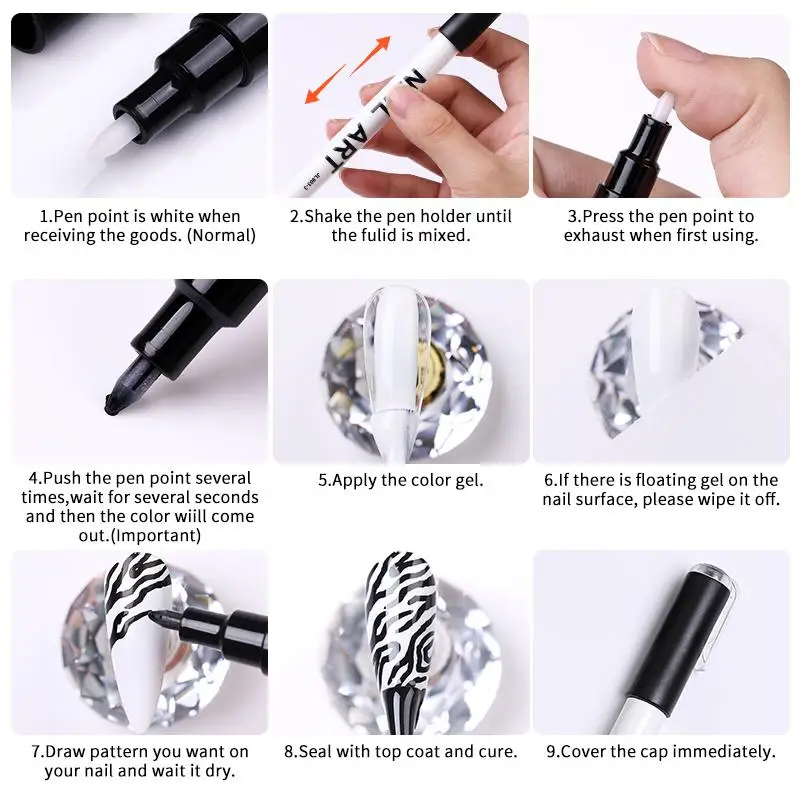 1 Pc Nail Art Graffiti Pen Black Gold Color UV Gel Polish Design Dot Painting Drawing Pen Liner Brush Nail DIY Flower Tools