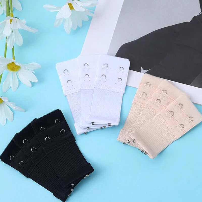 Bra Extender 3PCS 2Hooks Women's Elastic Bra Extension Strap Hook Clasp Adjustable