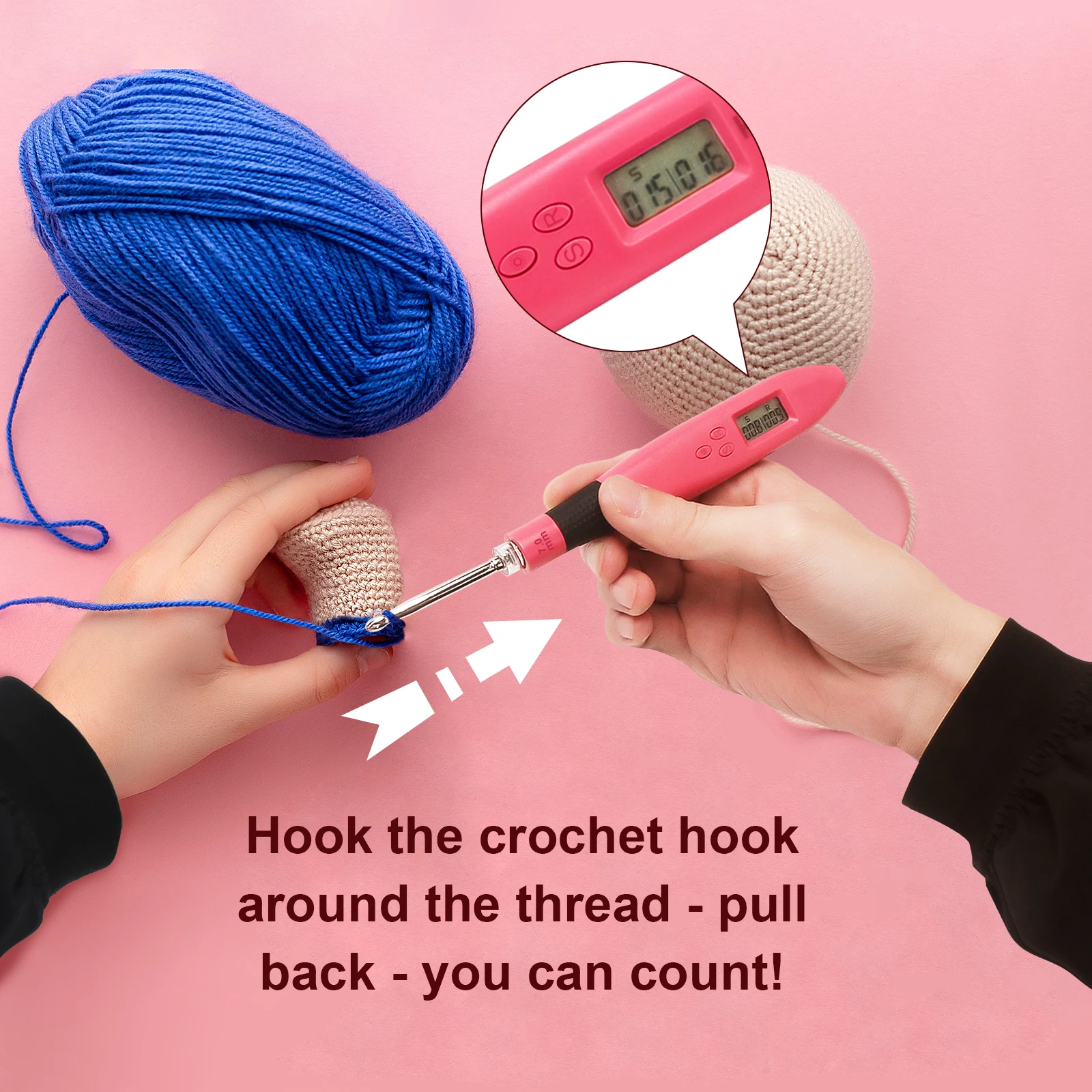 Fully automatic counting Set with LED Light and Stitch&Row Counter Digital Ergonomic Handle Knitting Kit DIY Tool for Beginner