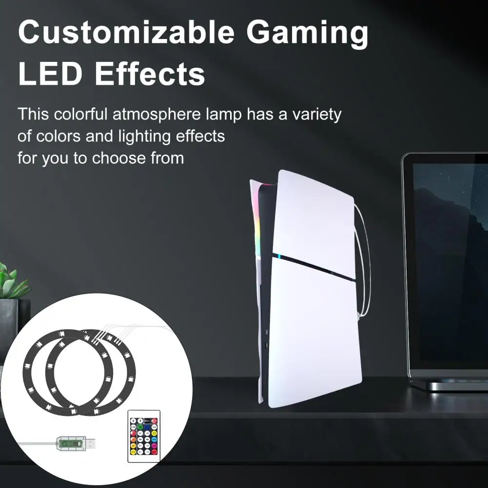 RGB LED Light Strip for PS5 Slim Disc And Digital Edition 8 Colors 400 Effects Flexible Game Console Color Changing Lamp Ring 2