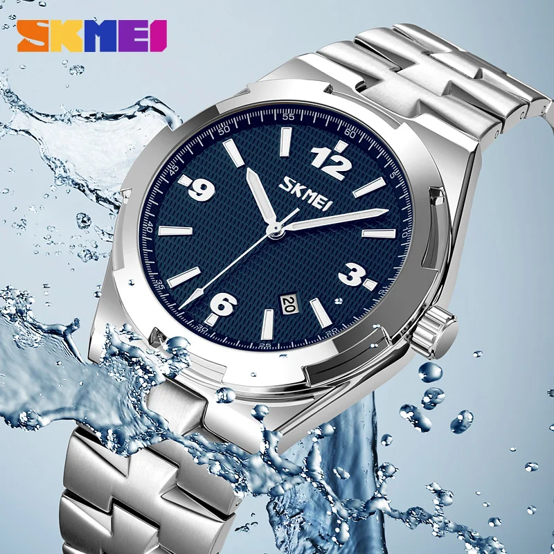 

SKMEI Quartz Watches Business Excellent Quality Men Stainless Steel Strap 30M Waterproof Date Sports Wristwatch Gifts 9290