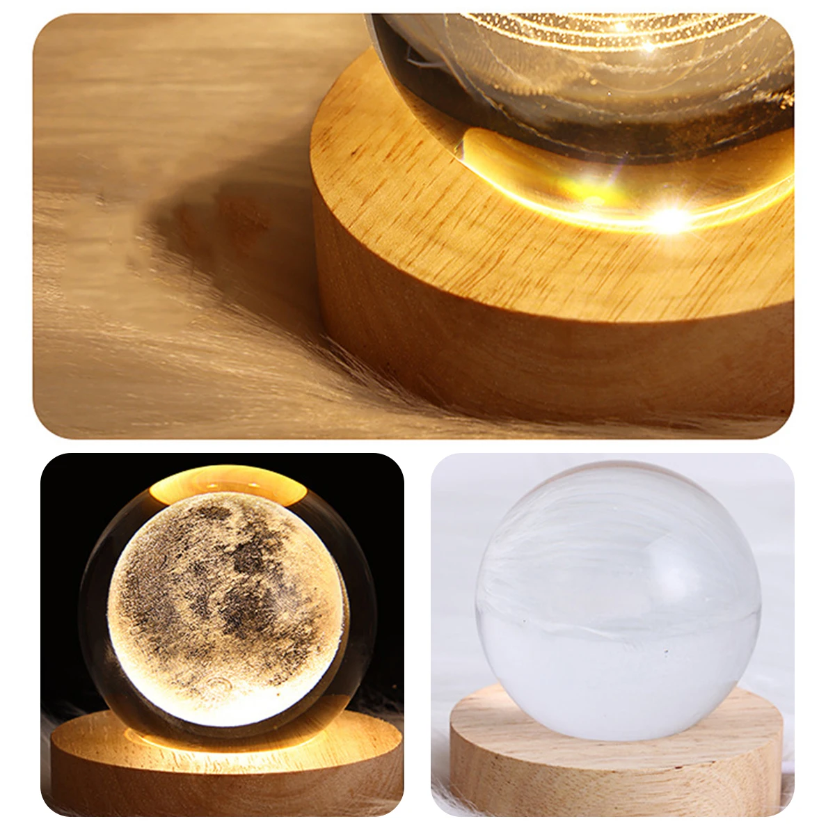 Crystal Ball Night Light Glowing 3D Astronaut Planetary Galaxy Bedside Lamp for Home Bedroom Desk Decor Creative Gift Ball Night 4