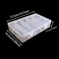5-Compartment Transparent Plastic Storage Box, Desktop Stationery Organizer, Pencil Case with Adjustable Dividers - Large Capaci 5
