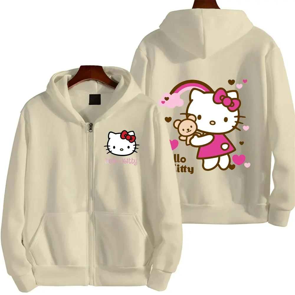 thumbnail image 1 of Sudadera con capucha y cremallera para mujer, ropa de calle Kawaii con estampado de Hello Kitty, Sanrio, otoño e invierno, 2024, 1 of 3