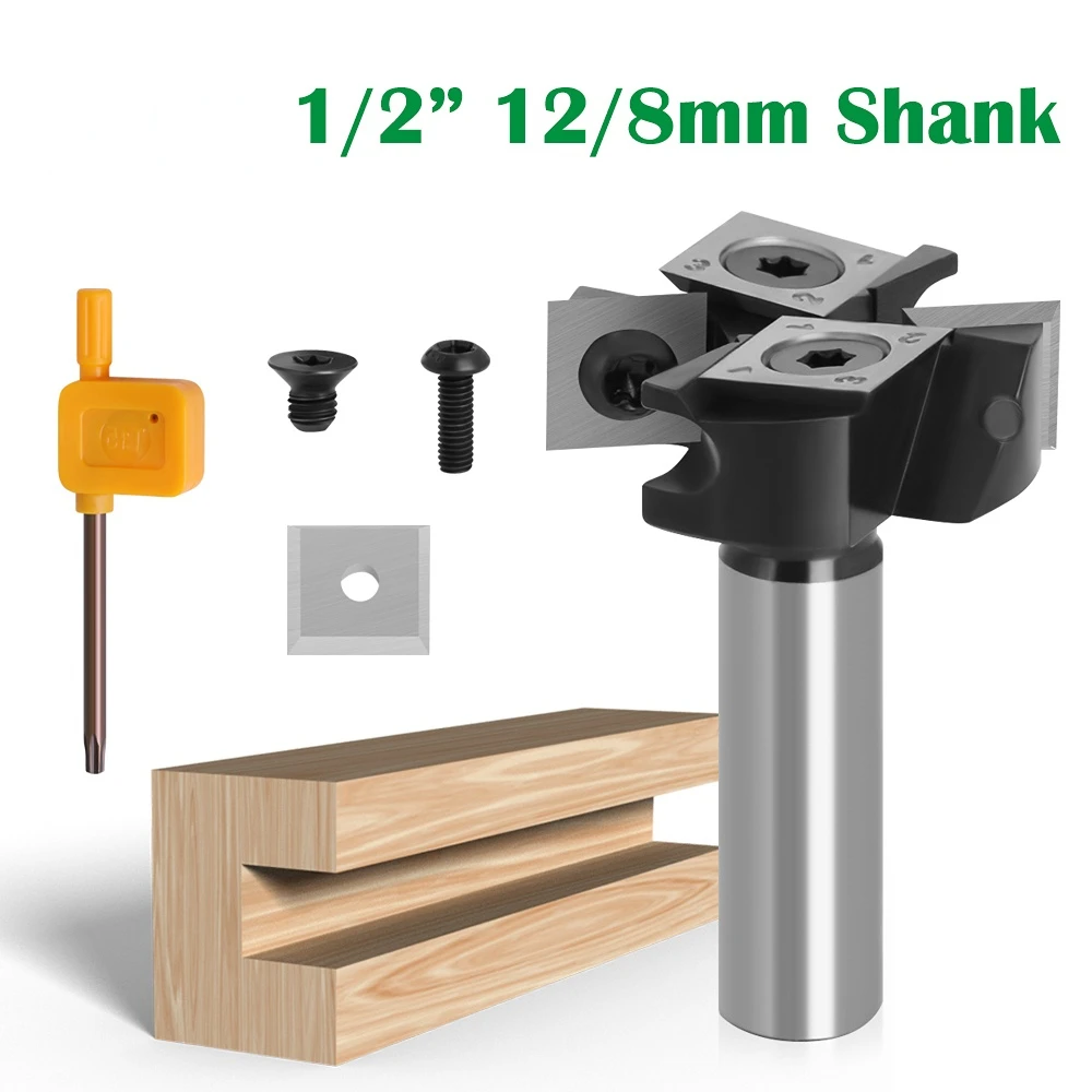 

8mm 12mm or 12.7mm Shank Router Bit with Milling Cutter Cemented Carbide Woodworking Bit Insert-Style Spoilboard indexable drill