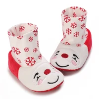 Infant Newborn Booties Santa Foot Socks Baby Christmas Boots Lovely Snowflake Santa Design Winter Warm Slippers Anti-Slip Shoes 2