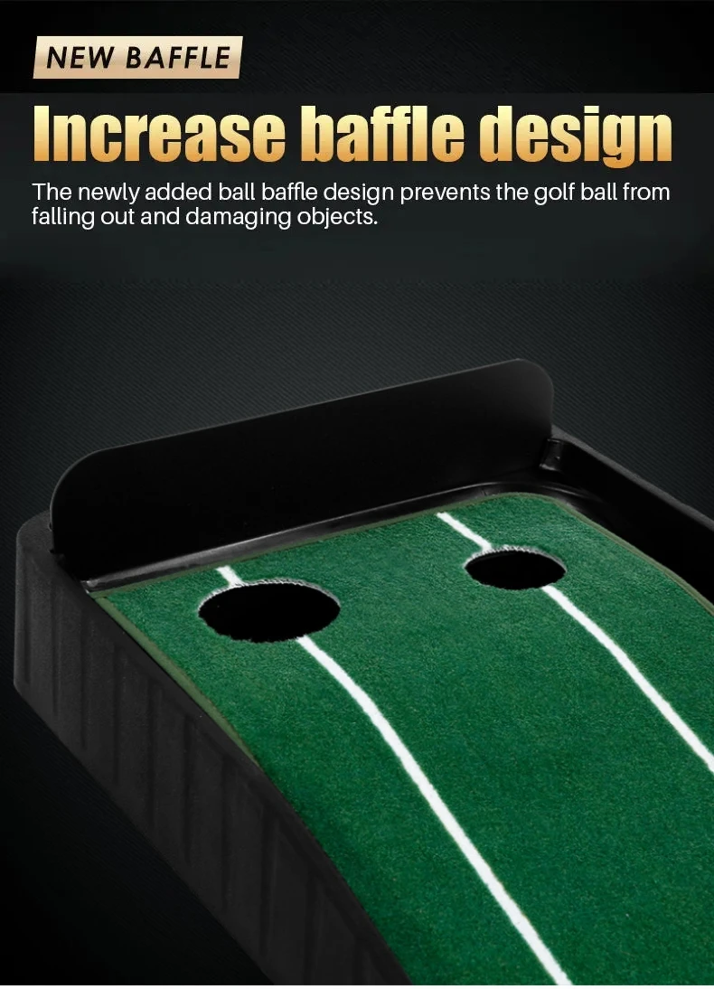 Description Picture 5 of itemPGM Golf Putter Trainer Set Golf Practice Putting Mat Ball Return 3M Indoor Golf Green Fairway Trainer With Baffle Training Aids