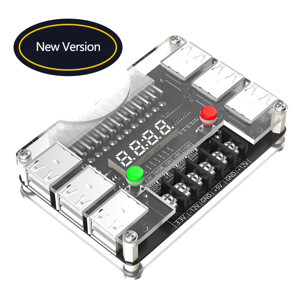 12 Porte Usb 3A 3.3V 5V 12V -12V Tensione Di Uscita Nuova Versione Atx Power Breakout Board E Kit Custodia In Acrilico