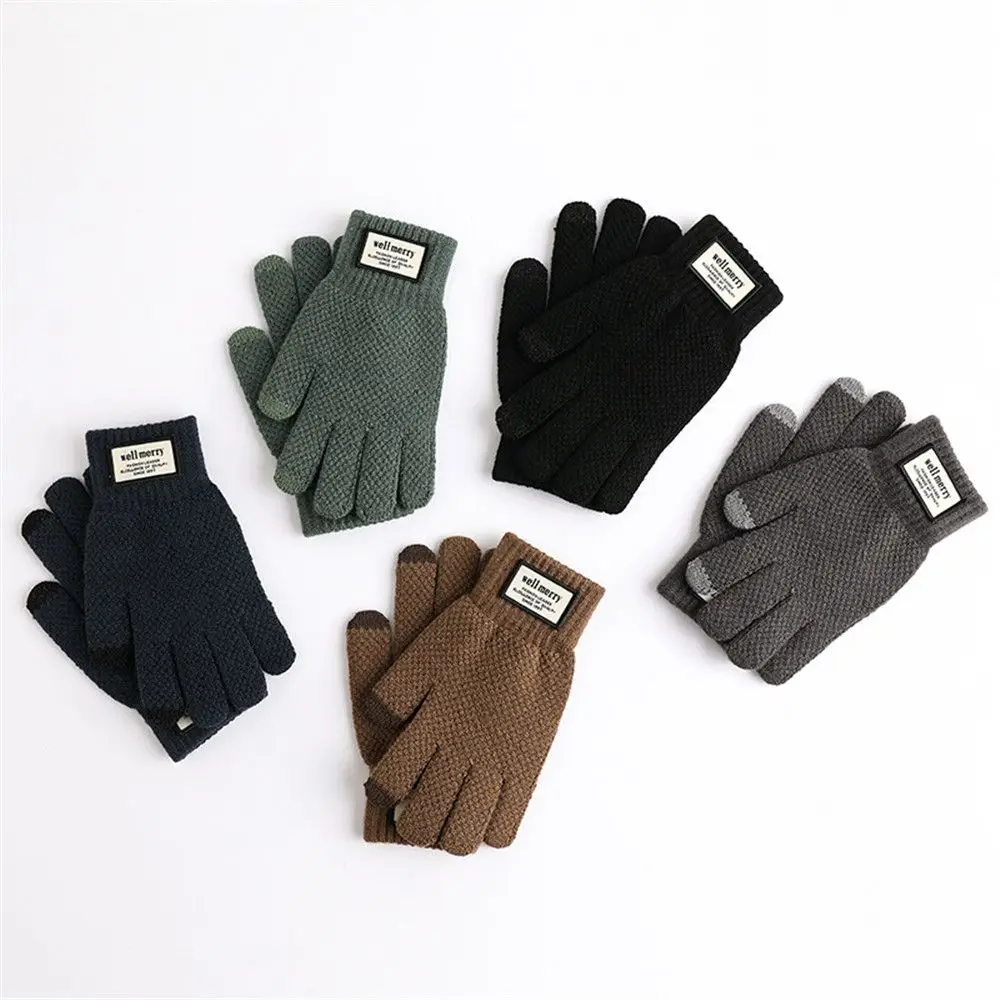 Winter Autumn High Quality Business Thicken Touch Screen Male Mitten Wool Cashmere Men Gloves
