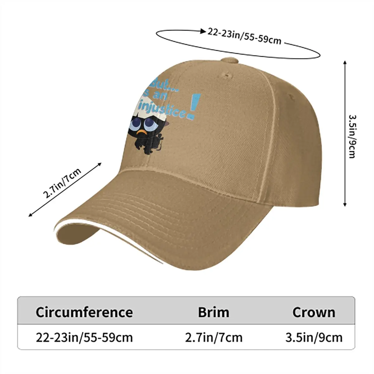 

It's An Injustice Baseball Caps Peaked Cap Calimero Cartoon Animation Sun Shade Hats for Men Women
