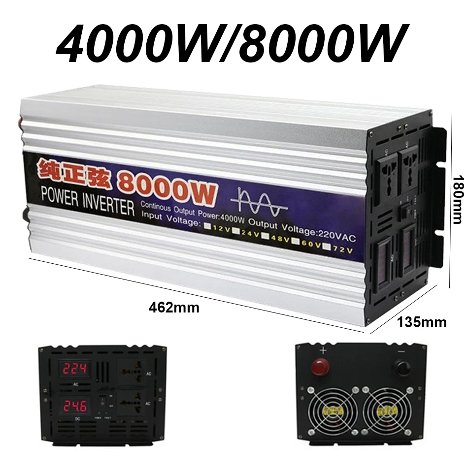 

Factory 5KW 6KW 8KW Pure Sine Wave Inverter Input 12V 24V 48V Output 220V 50Hz 60Hz Power Converter for Car Voltage Transforme