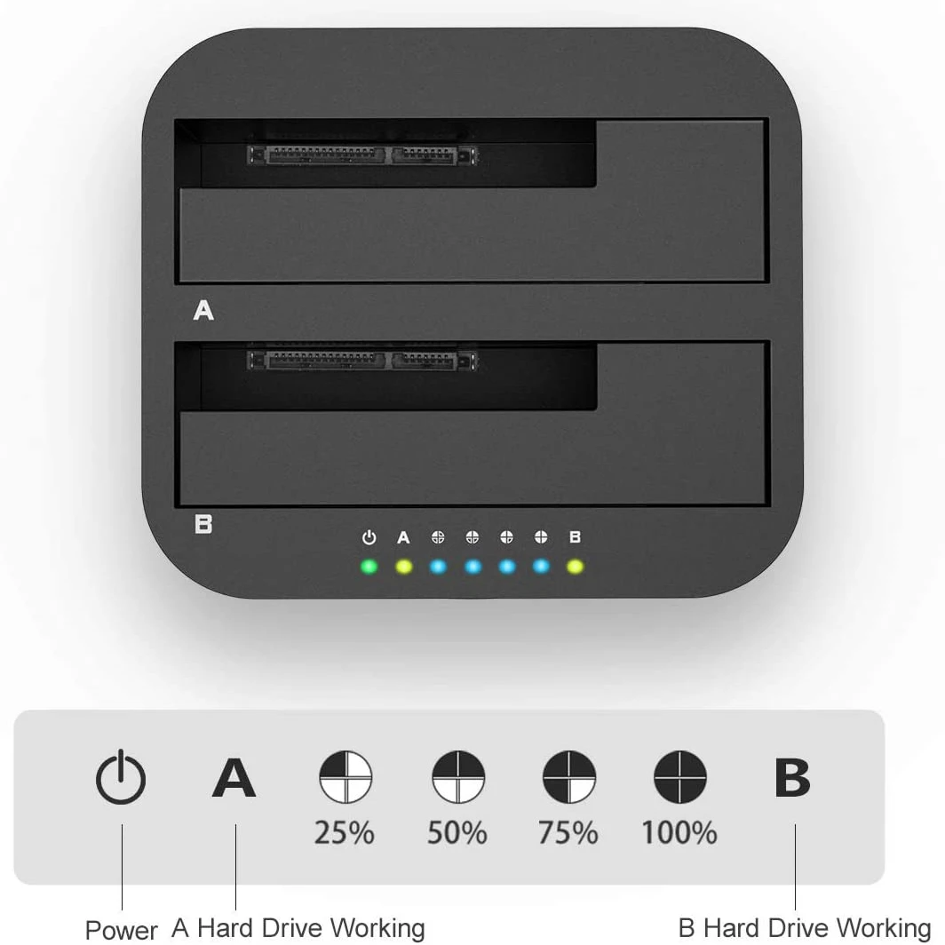 Dual-bay Hard Drive Docking Station USB C 3.0 To SATA Hard Drive Caddy Dock 2.5/3.5 Inch HDD SSD Offline Clone ALXUM hdd docking station