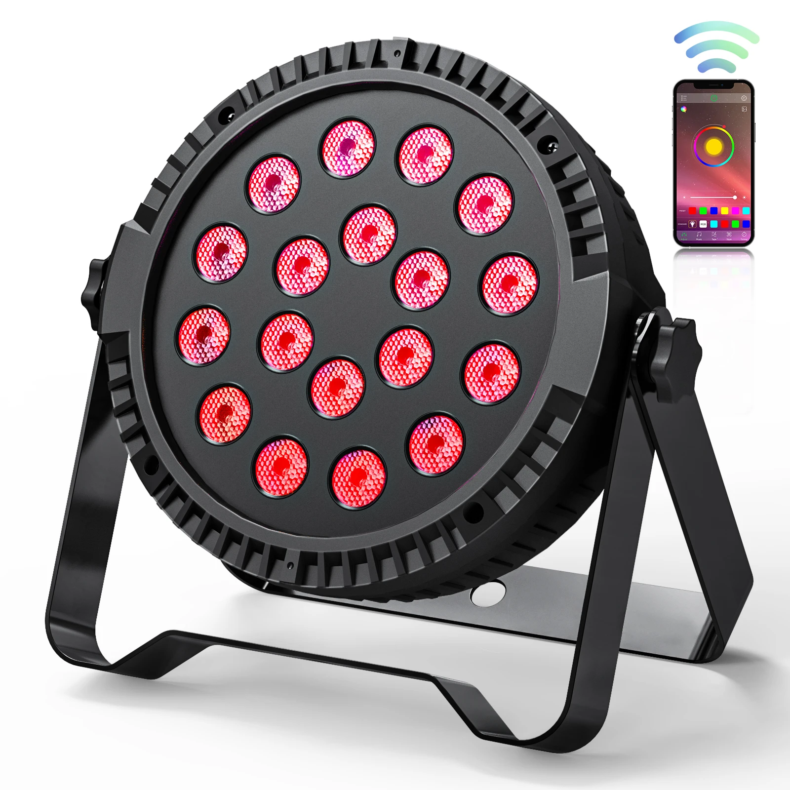 18W Par Light 18LED RGB 3-in-1 Stage Lights HOLDLAMP Colour Mixing for Party DJ Disco Show With App Control