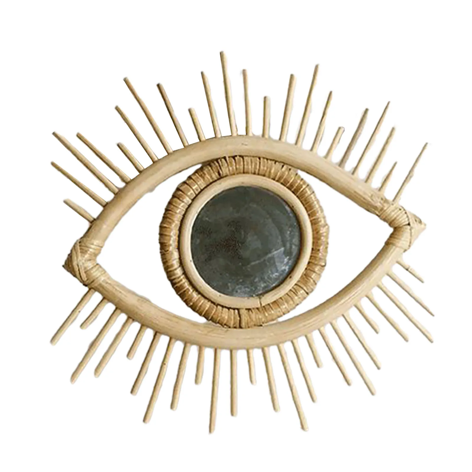 

Decorative Eye Hanging Mirror, Premium Rattan Material, Creative Woven Structure, Suitable for Bedroom and Bathroom