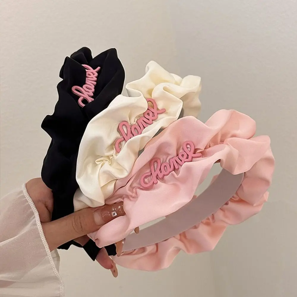 

Hair Accessories Pleated Hair Hoop Cute Cloth Headwear Letter Hair Bands Hair Styling Tool Wide Brim Scrunchie Women