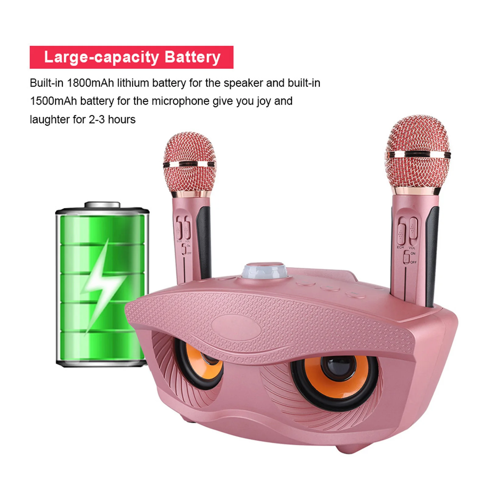 Home Karaoke Karaoke Machine Speaker Wireless Bluetooth Speaker Machine Home 2 Mircophones FM Radio Rose Gold
