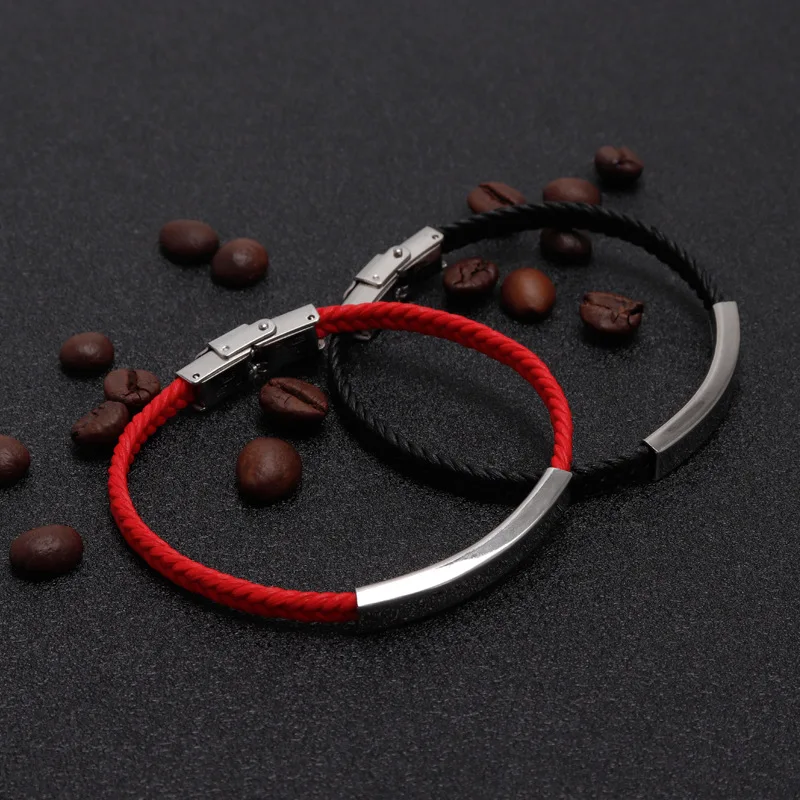 Stainless Steel Bracelet Fashion Bracelet Fashion Jewelry Punk Luxury Rope Chain Bracelet Women Name Engrave Handmade Women Stainless Steel Id Bracelets