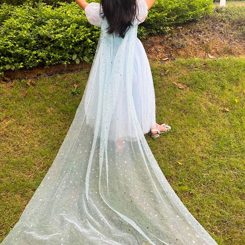 AIMEJZM 70cm Ragazze Principessa Capo Glittering Mesh Capo Piccole Ragazze Cappotto Rosa Per Costume Party Cosplay Dress Up
