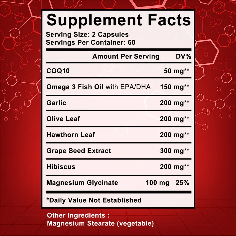 Healthy Heart-with COQ 10 Garlic, Magnesium, Hawthorn-Blood Flow and Heart Health Supplement