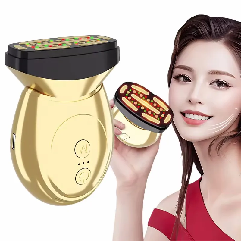 

Массажер для лица 3-в-1, портативный массажер для лица, инструмент для скульптурирования лица, Вибрирующая красная фототерапия, электрическое лечение для лифтинга лица и шеи