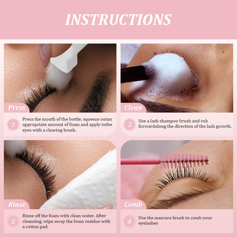 NATUHANA lash Mousse False for Eyelash Extension Eyelashes Accessories Lash Cleaning Foam No Stimulation Makeup Tools 4