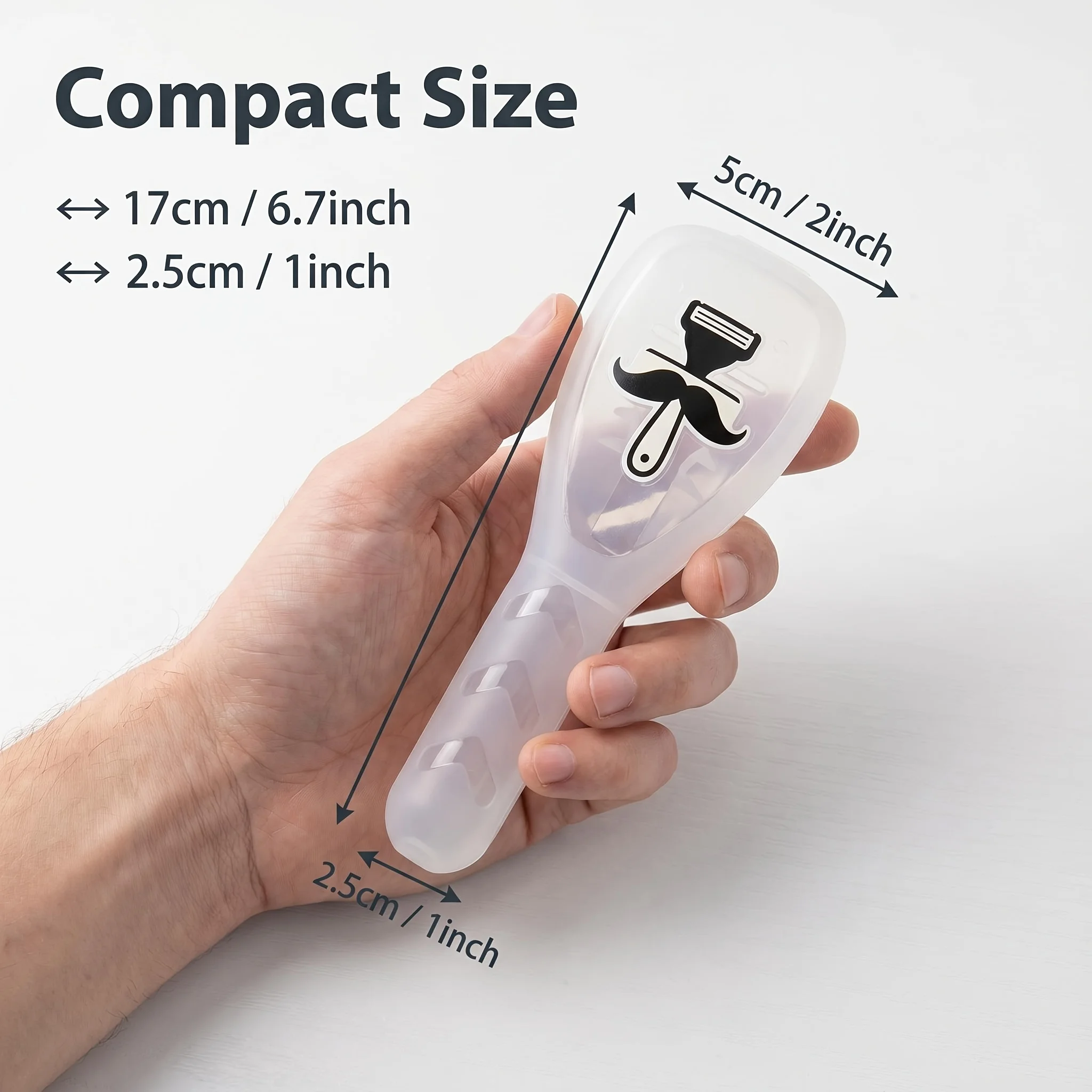 Compact Razor Case with Cleaning Brush - Durable, Lightweight, Dustproof, Transparent Travel Accessory