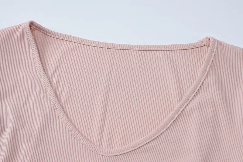 Minivestidos lisos de canalé con cuello redondo y manga larga, ropa de calle Y2K, venta al por mayor, elegante atuendo informal de verano para mujer