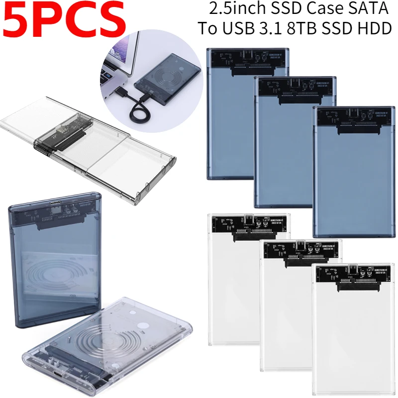 Boîtier de disque dur externe transparent, boîtier de disque dur SATA vers  USB 3.1, 8 To, 10 Gbps, 8 To, SSD, USB 3.0 vers Type-C, 2.5 pouces -  AliExpress