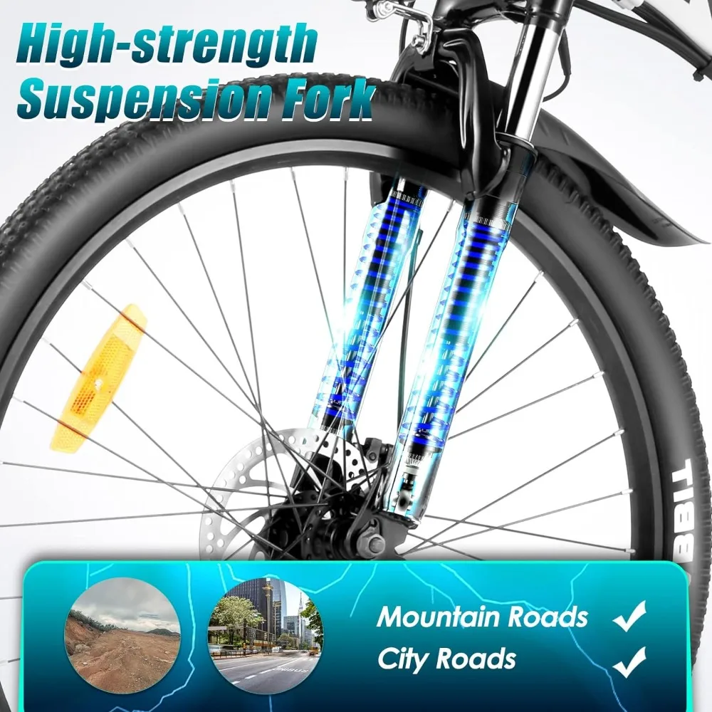 Electric Bike 26" Electric Bike for Adults, Folding Mountain with 500W Motor, 48V Removable Lithium-Ion Battery