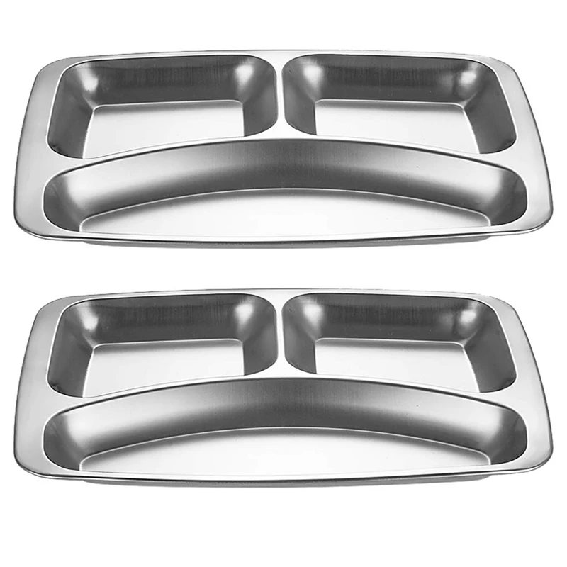 Stainless Steel Dining Plate Compartment Plate Children Fruit Snack Tray Baby Bowl Kitchen Tableware dining dish