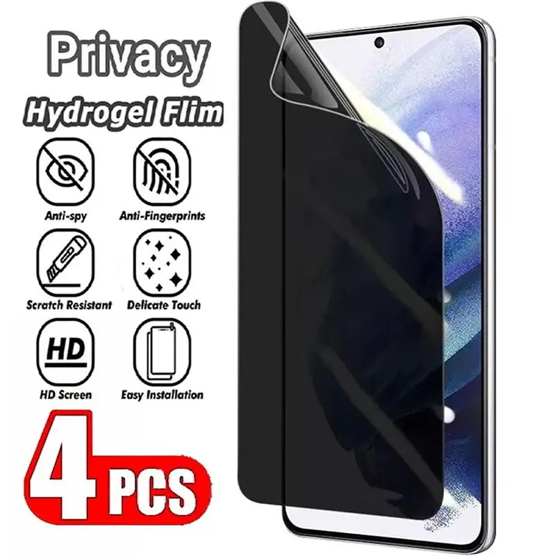 Película de hidrogel antiespía para Vivo V50 V60 Lite 5G V70 FE Elite, Protector de pantalla de privacidad sin desbloqueo de huellas dactilares, 4 Uds.
